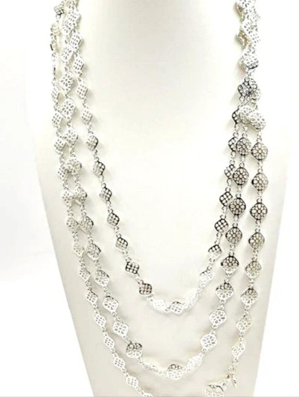 NEW Stella & Dot Silver Multi Strand Necklace